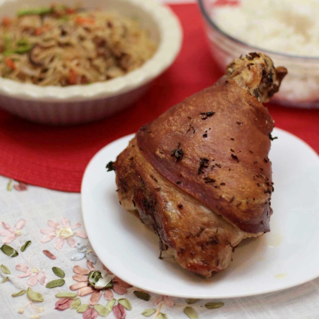 German-style crispy pork knuckle (schweinshaxe)