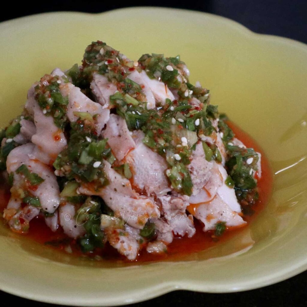 Poached chicken with ginger scallion sauce