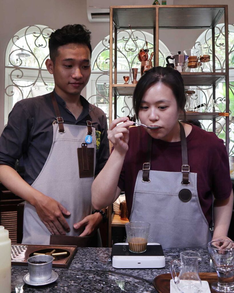 Alex Veneracion at a coffee class at The Yellow Chair in Ho Chi Minh City