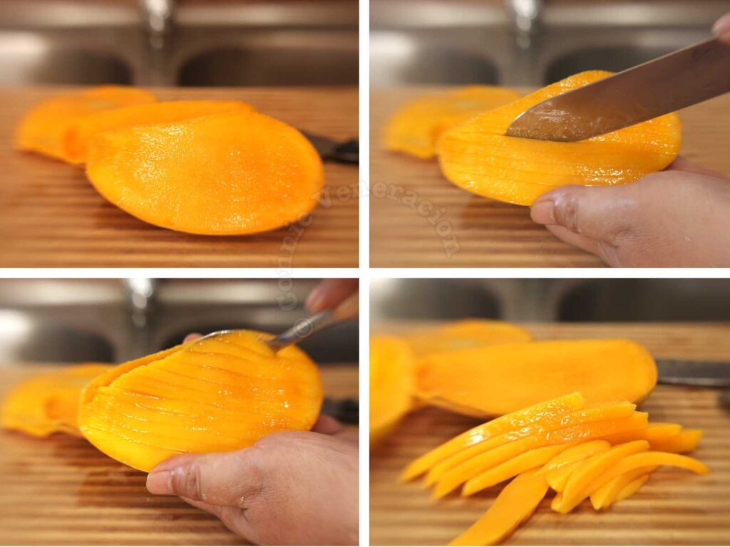 Slicing a mango