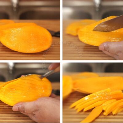 Slicing a mango