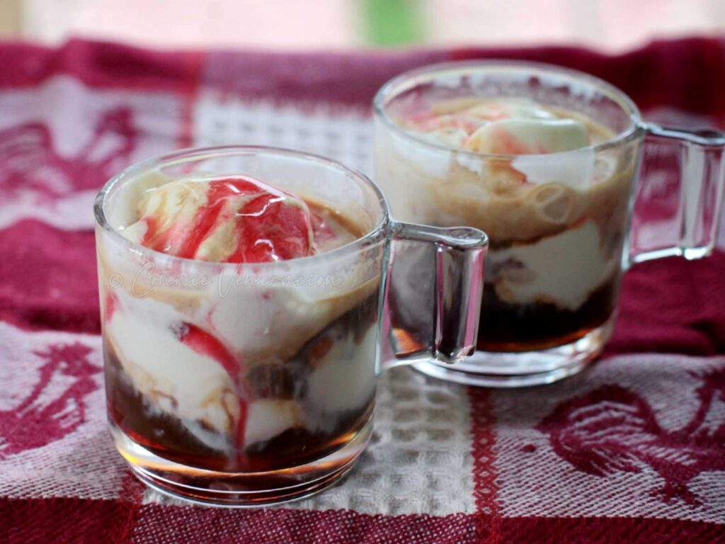 Ice cream with coffee and cherry brandy