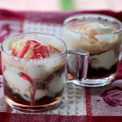 Ice cream with coffee and cherry brandy