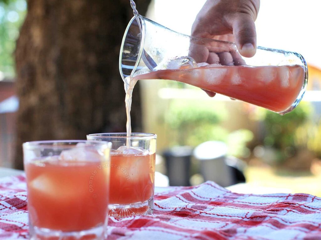 Amaretto, cranberry and orange cocktail