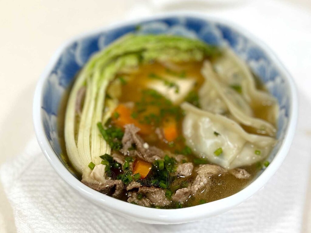 Pork, tofu and dumpling soup