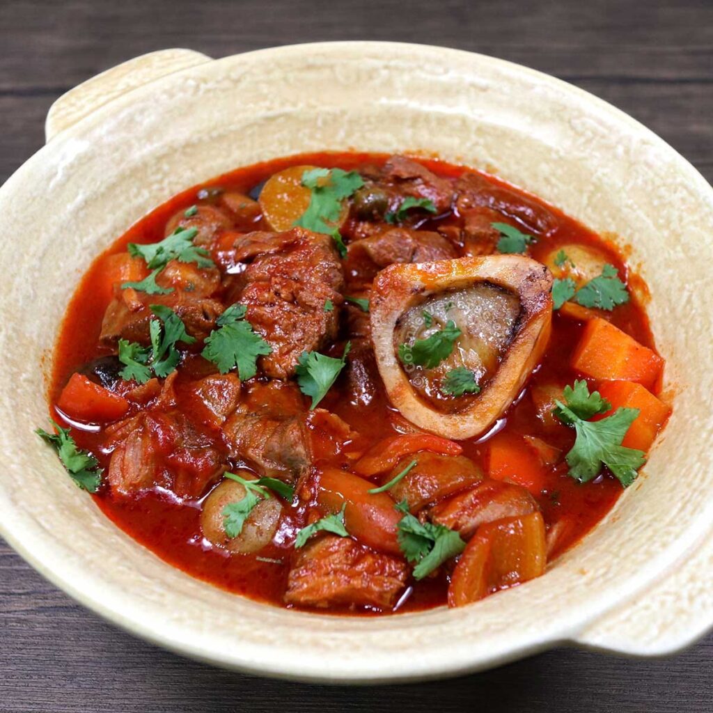 Beef shank and bone marrow stew