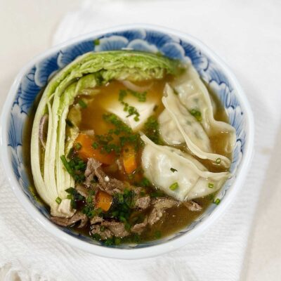 Pork, tofu and dumpling soup