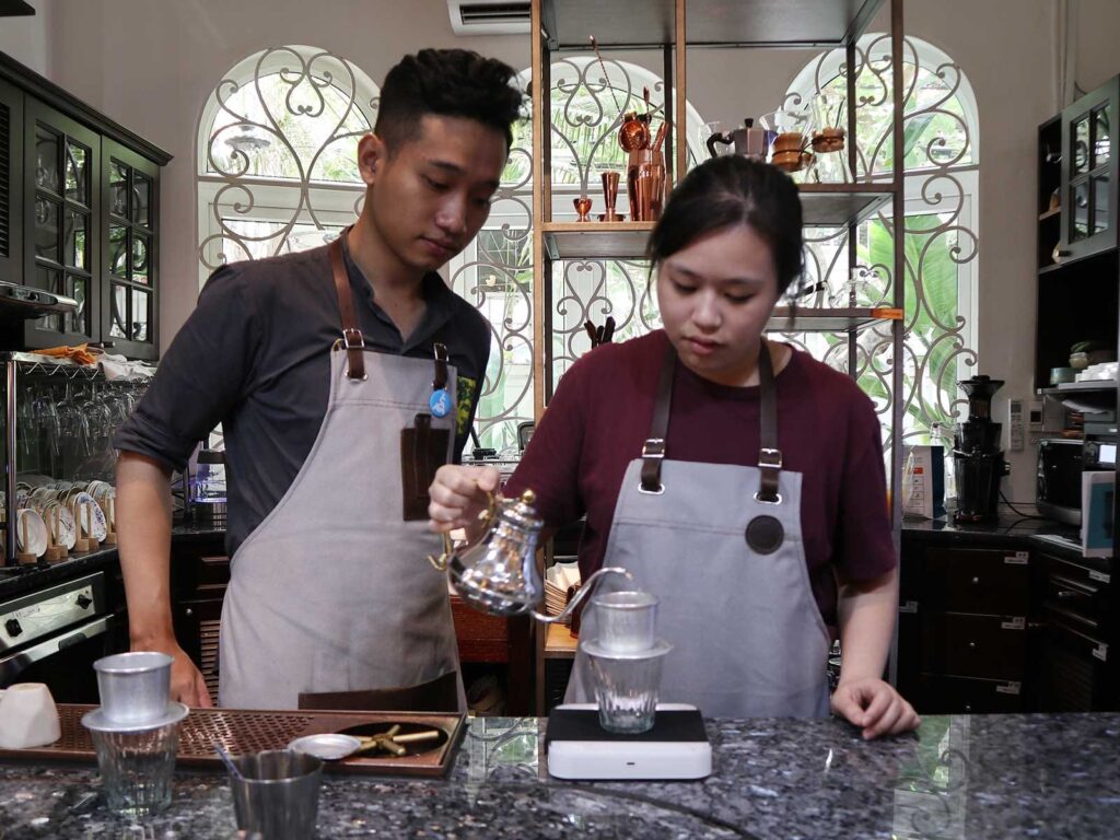 Alex Veneracion at a coffee class at The Yellow Chair in Ho Chi Minh City