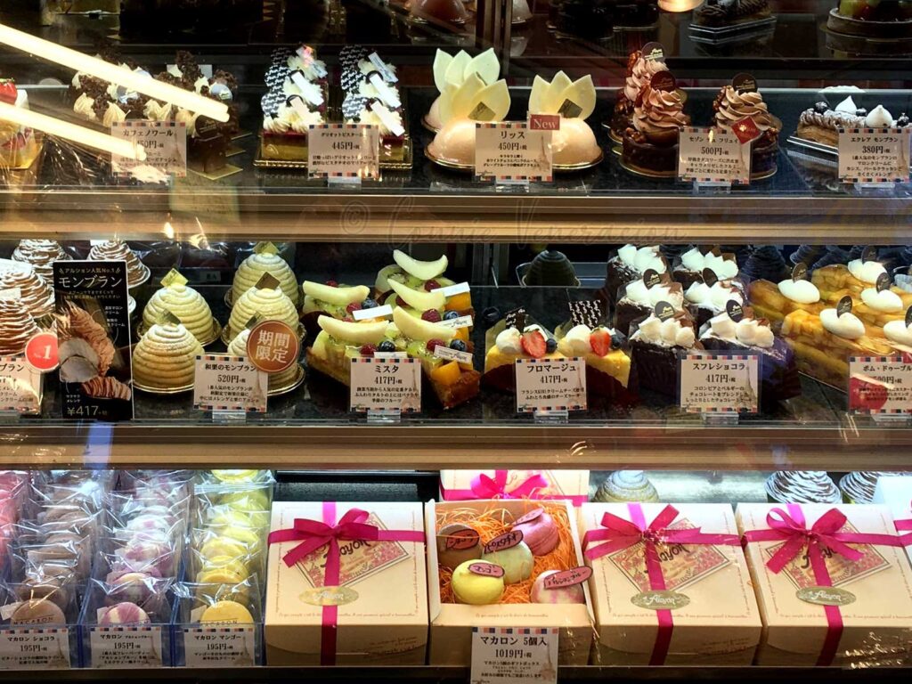 Cakes and pastries at Salon de the Alcyon in Osaka