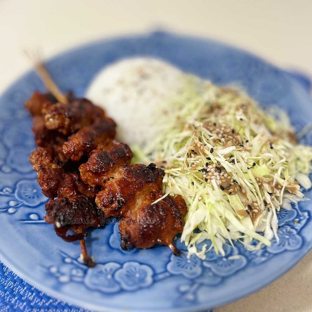 Skewered pork belly teriyaki