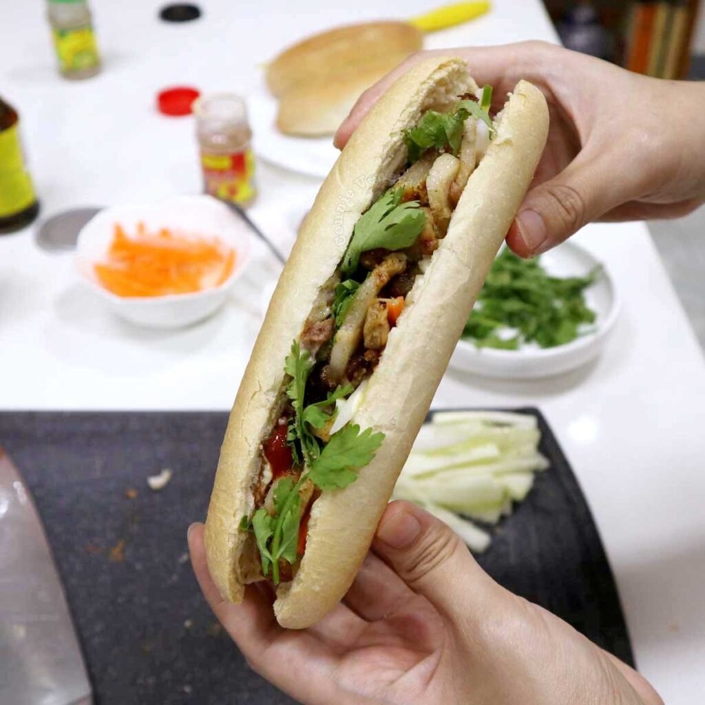 Banh mi with crispy pork belly