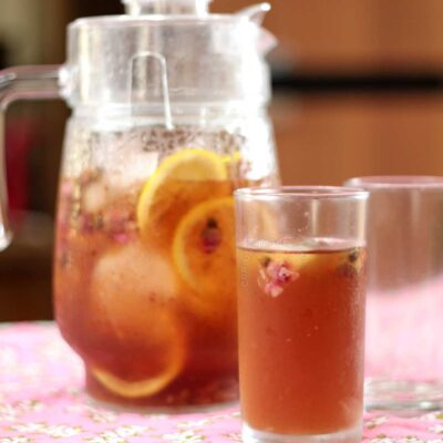 Iced rose tisane