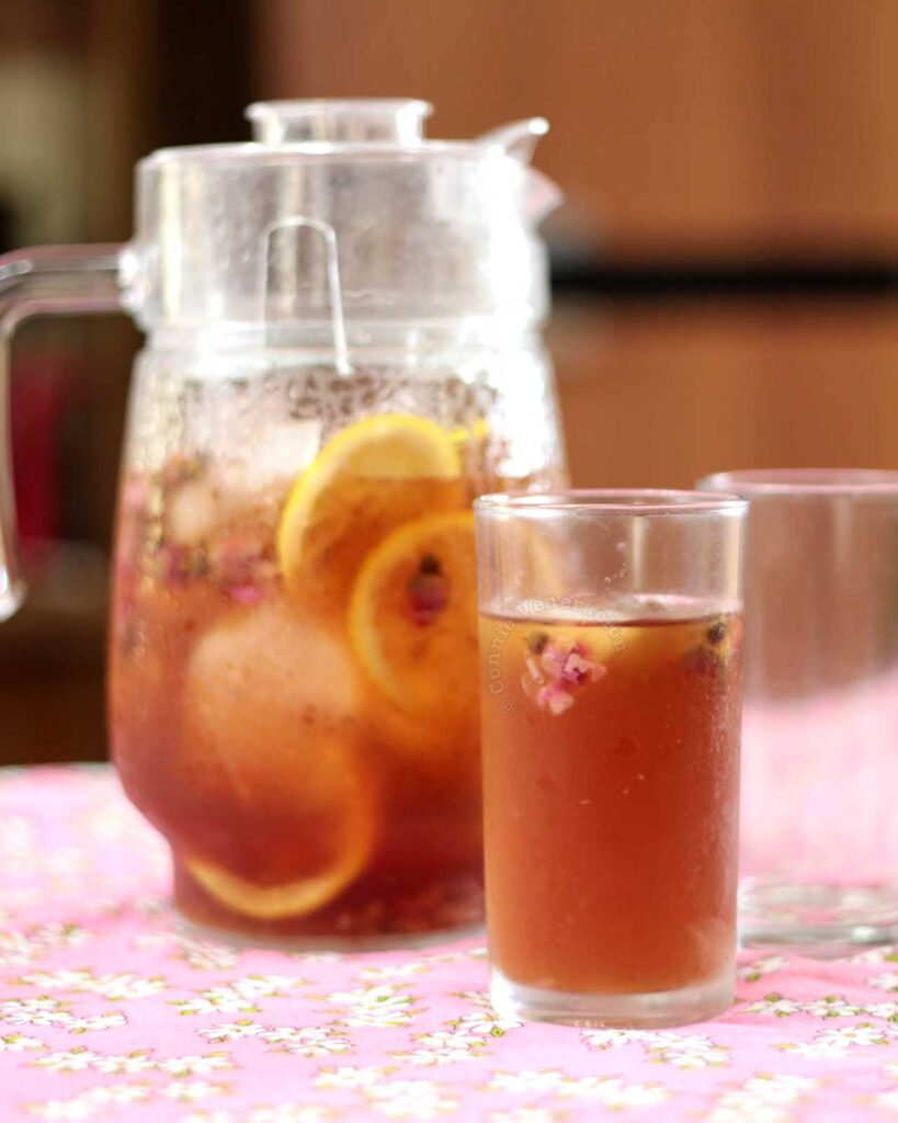 Iced rose tisane